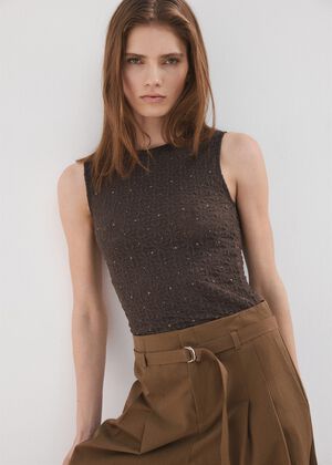 Wide strap glitter top