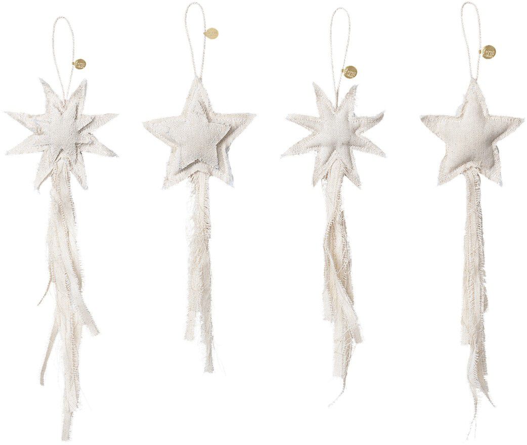 Vela Star Ornaments - Set of 4 - Natural