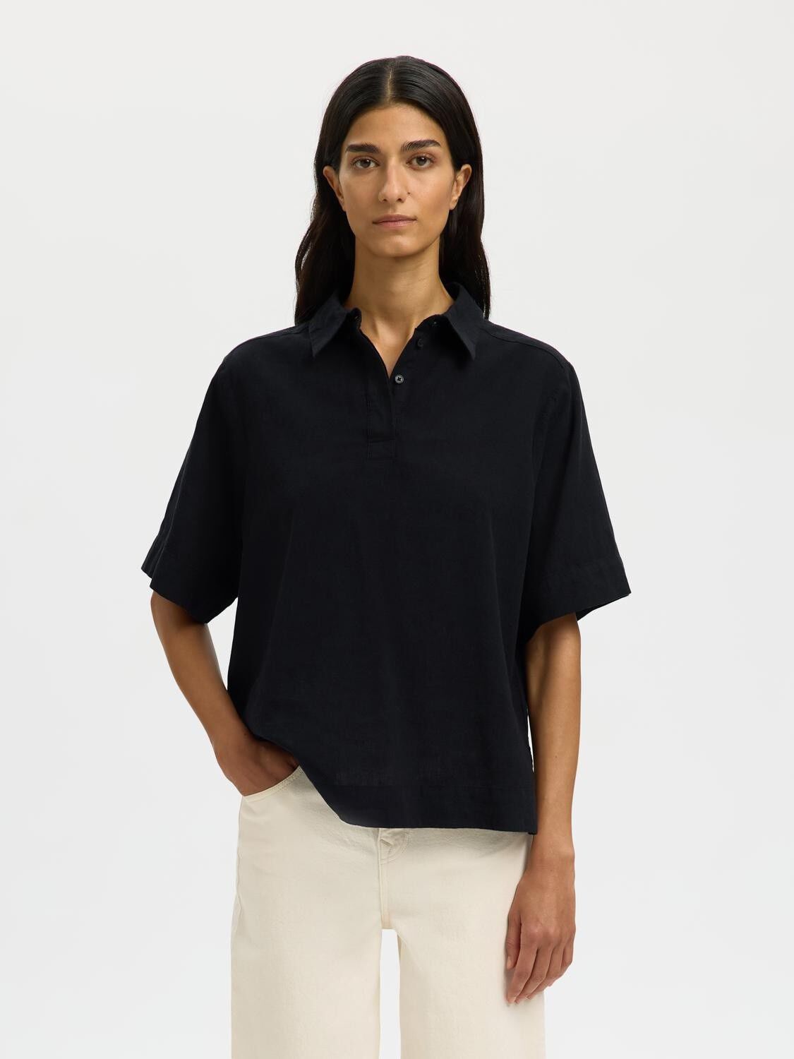 Slfluisa Linen Blend Polo Noos