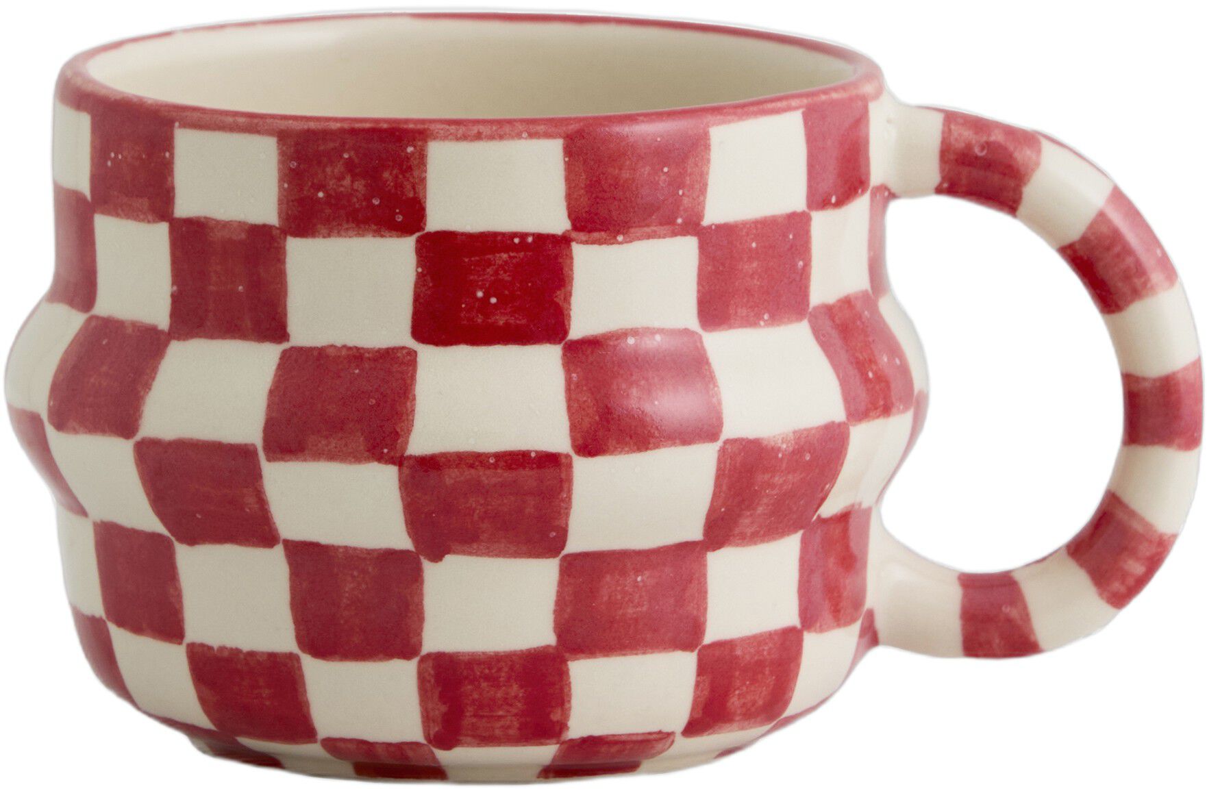 YSIA cup, check - red/ivory