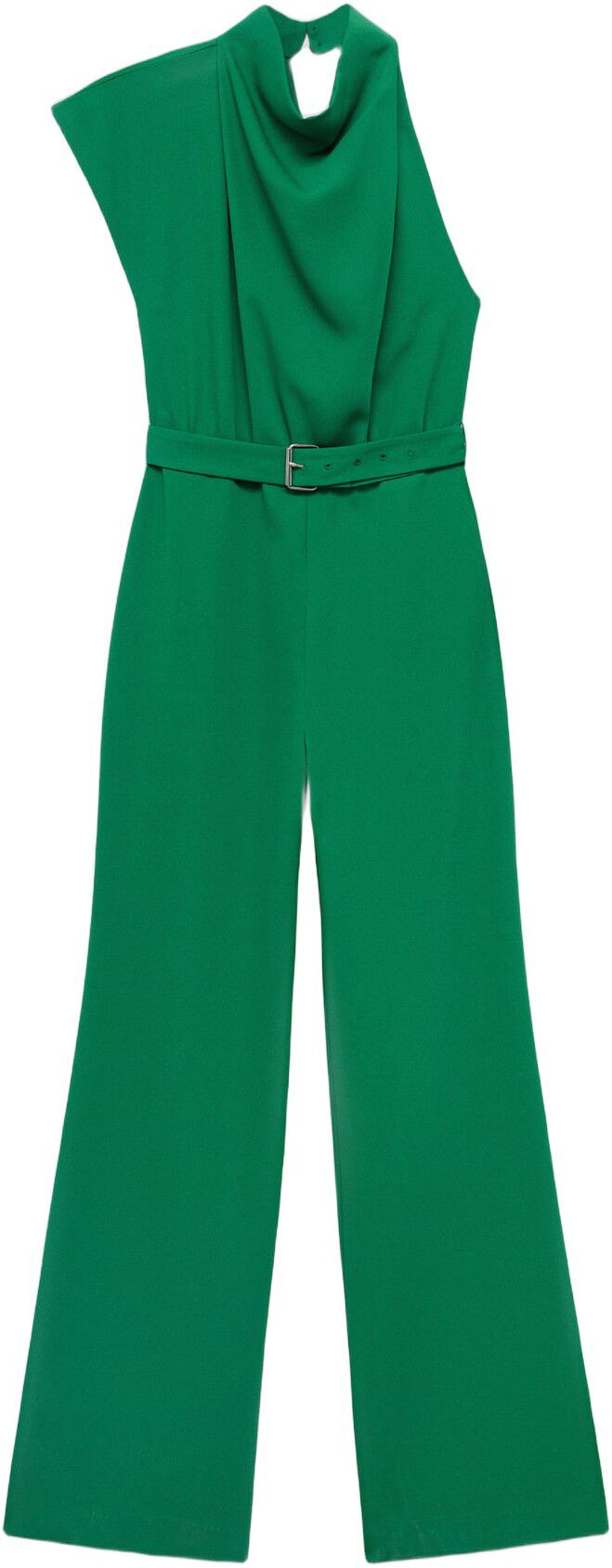 Asymmetrical long jumpsuit with bel