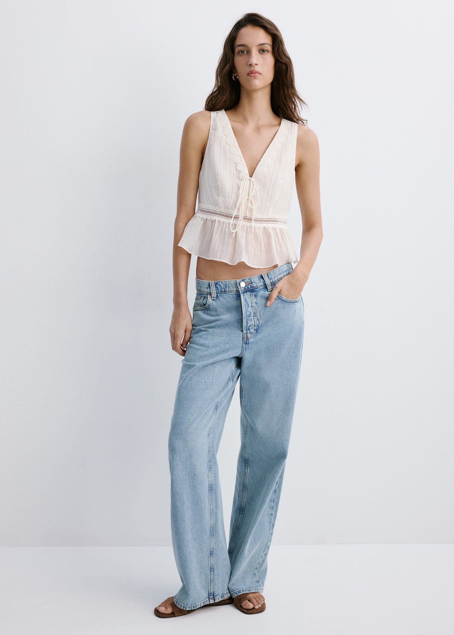 Lyocell top with contrasting trim