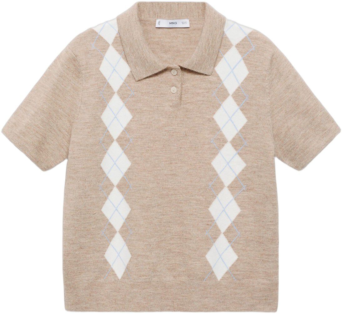 Diamond pattern polo neck sweater
