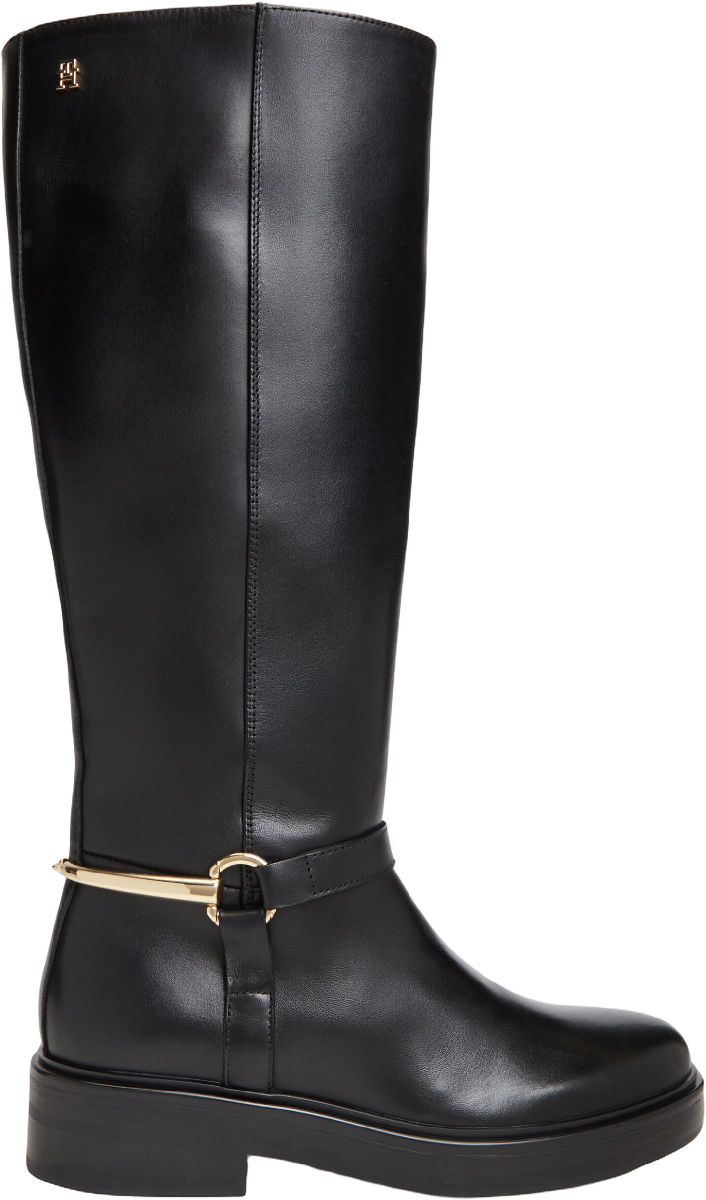 Gold-Tone Hardware Leather Riding Boots