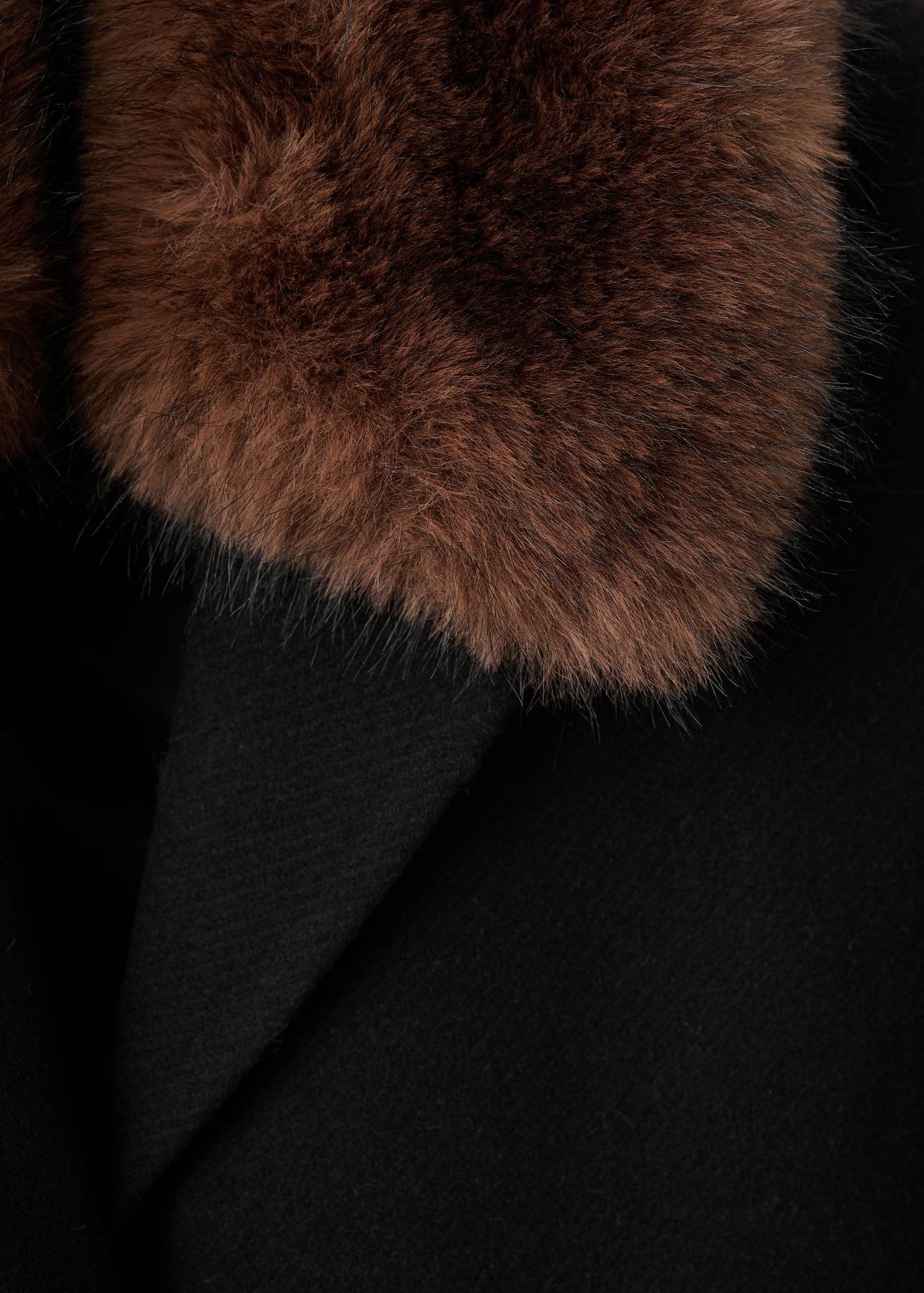 Wool coat with fur collar