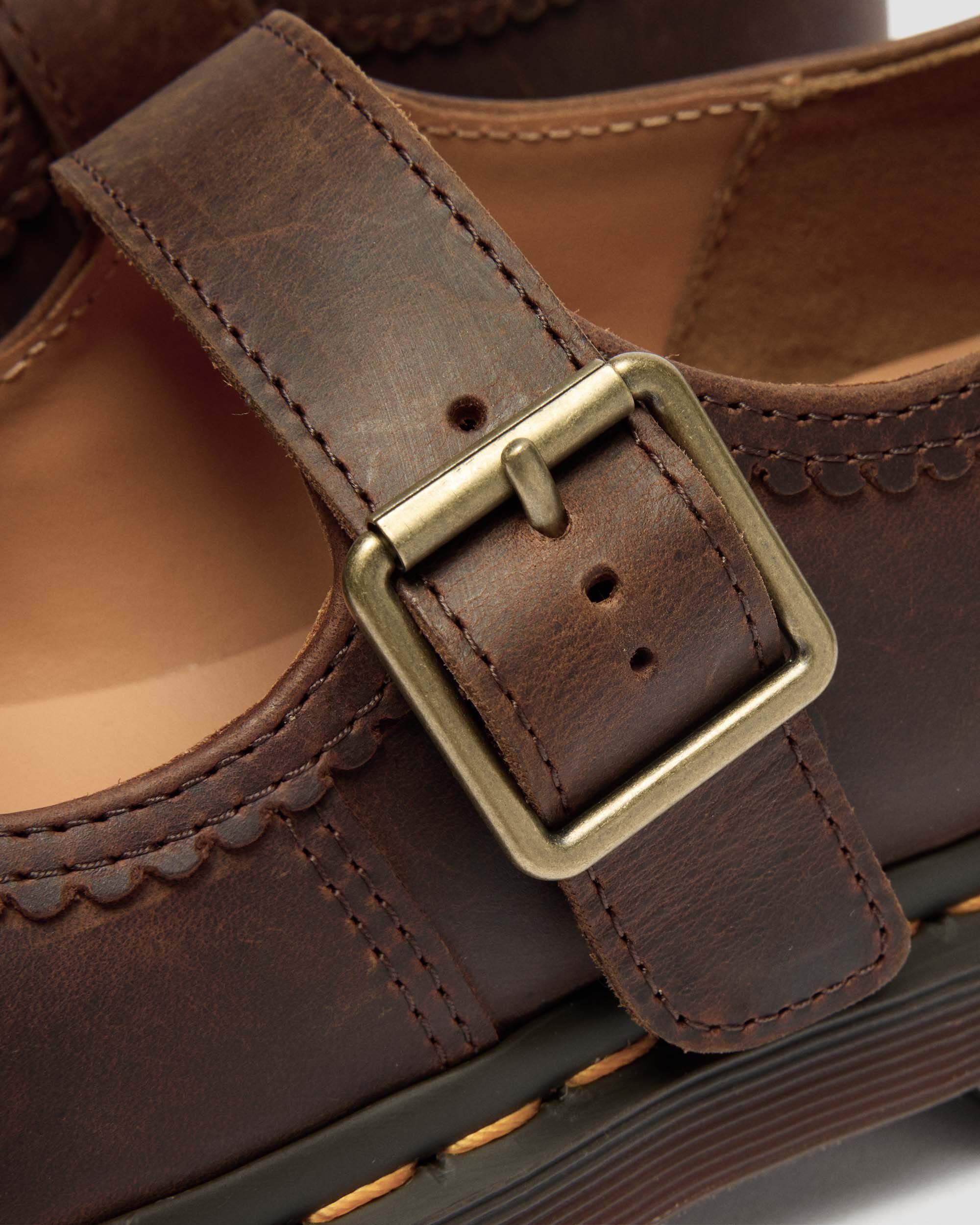 Mary Jane Flower Dark Brown Crazy Horse