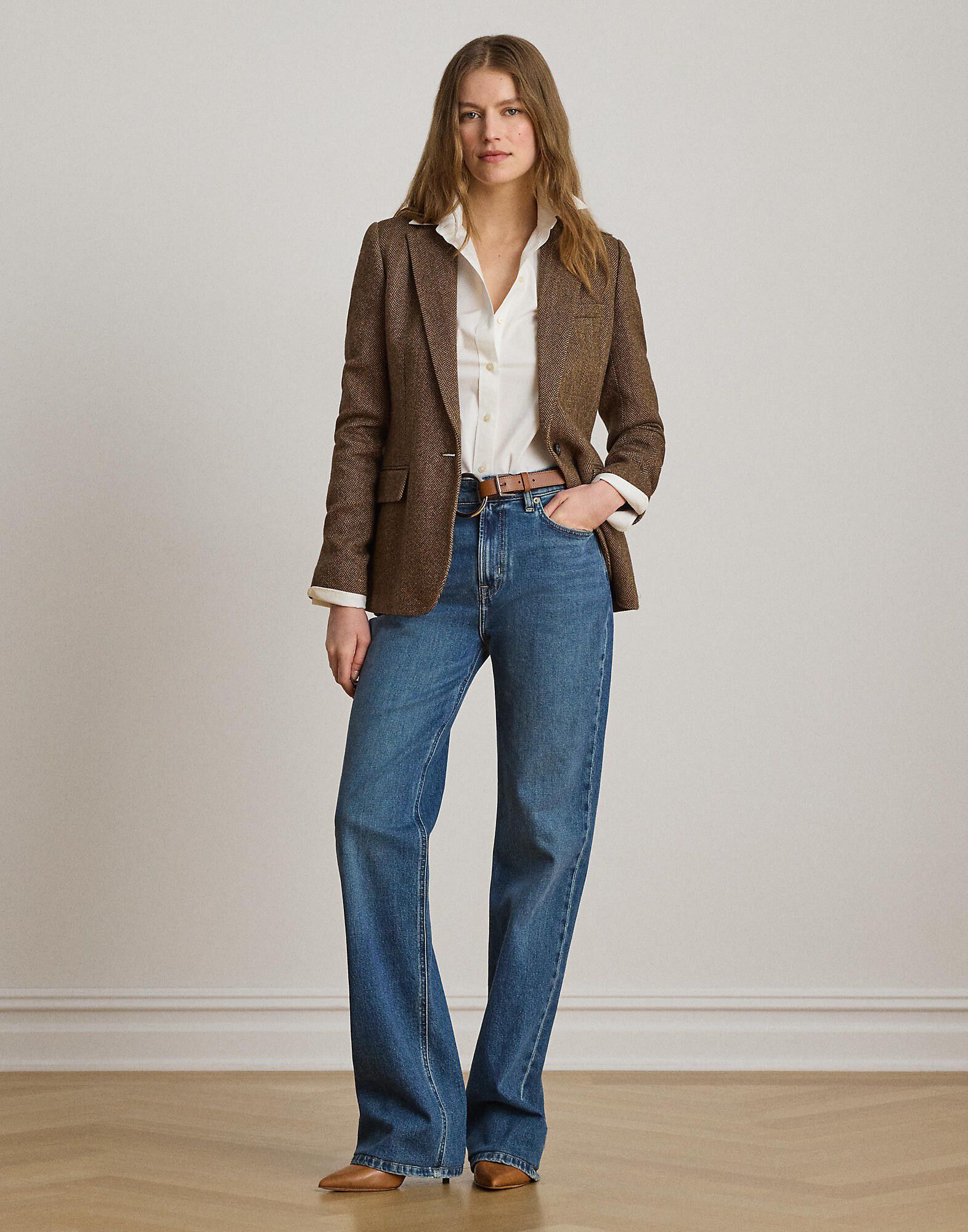 Cotton-Blend Herringbone Blazer