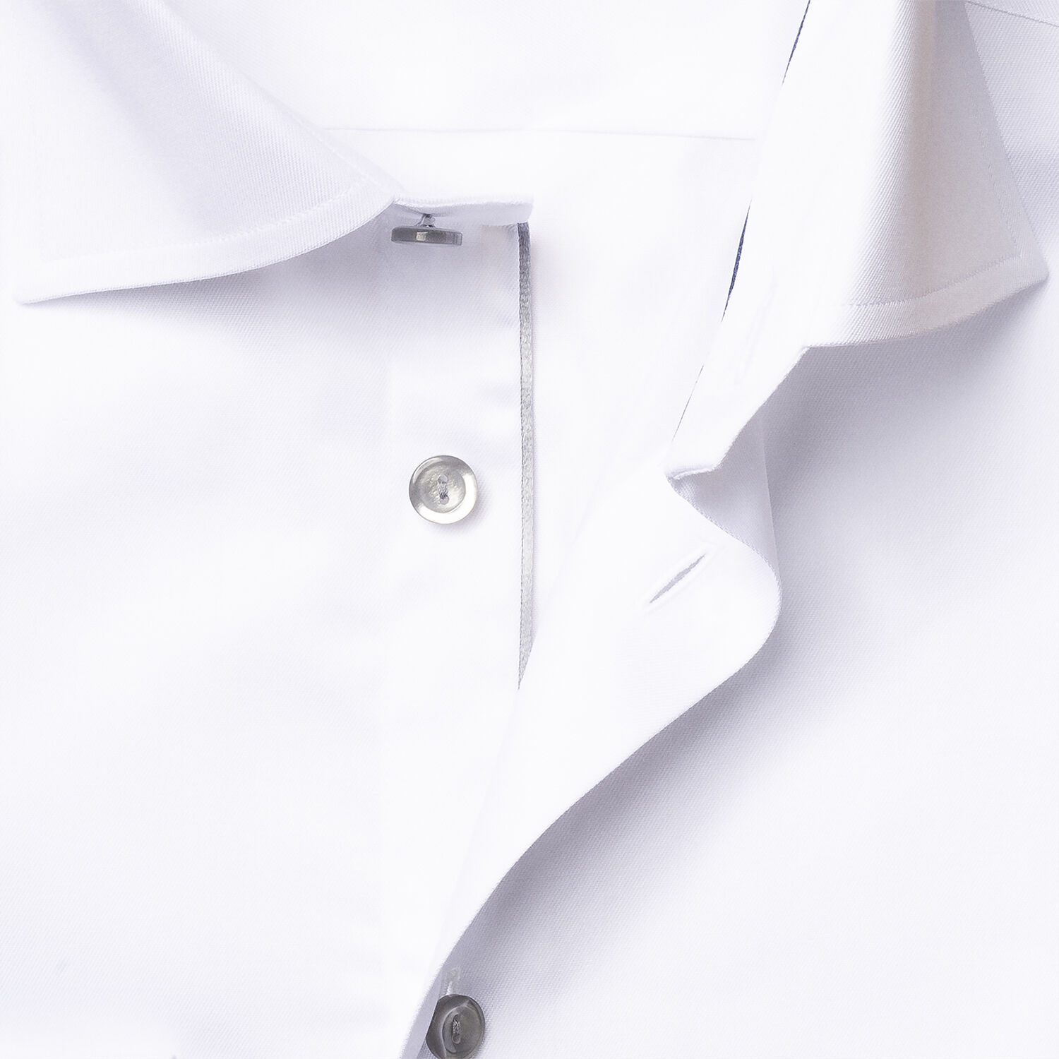 White Twill Shirt Grey Details - Contemporary Fit