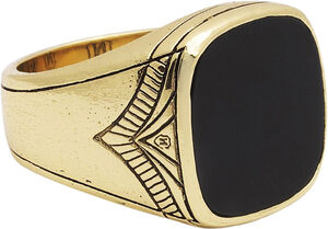 Vintage Gold Sterling Silver Signet Ring with Matte Onyx
