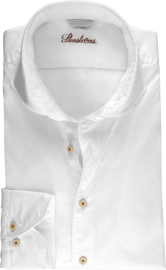 White Fitted Body Linen Shirt