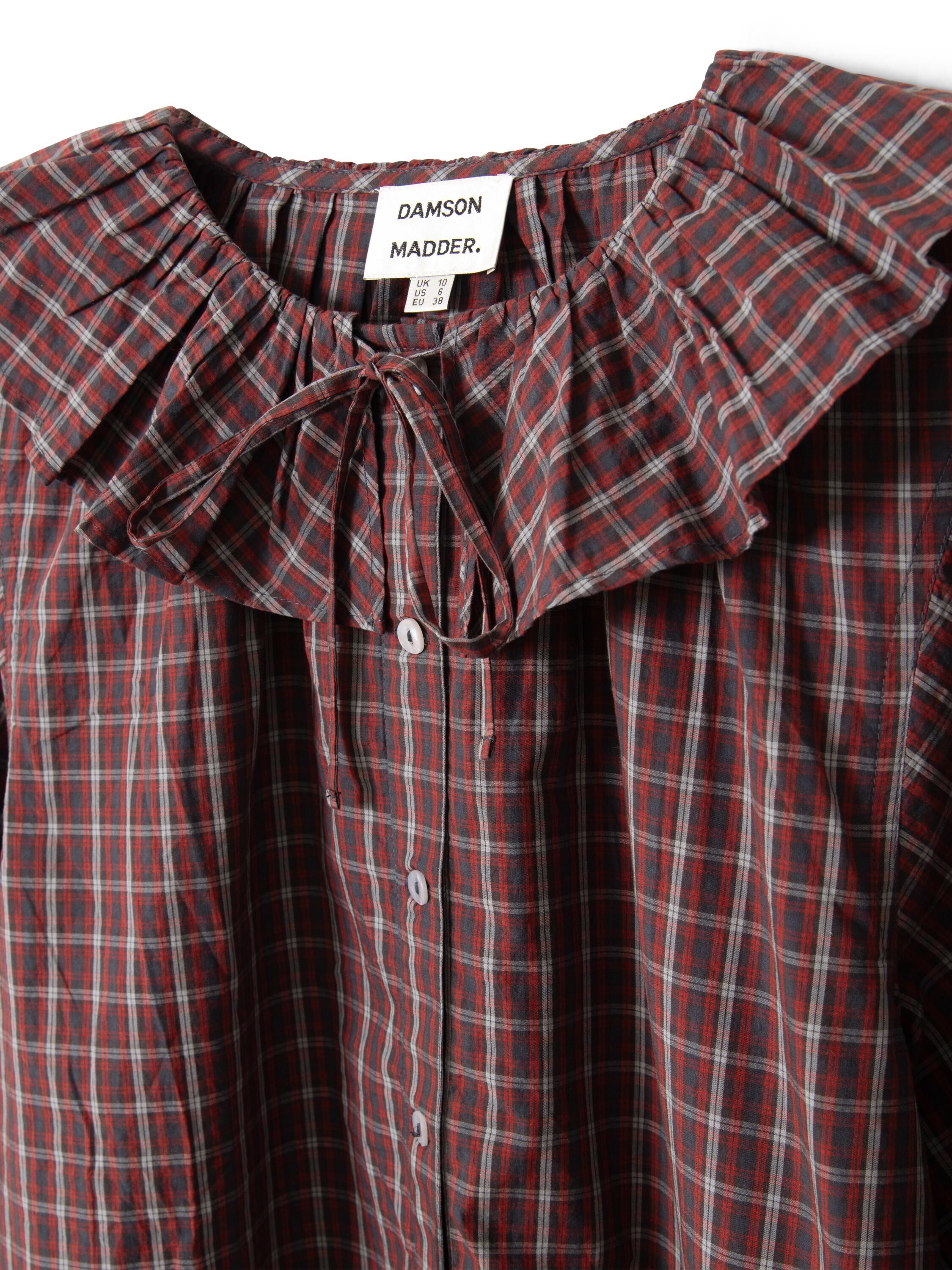 COLETTE REVERSIBLE BLOUSE - BURGUNDY CHECK