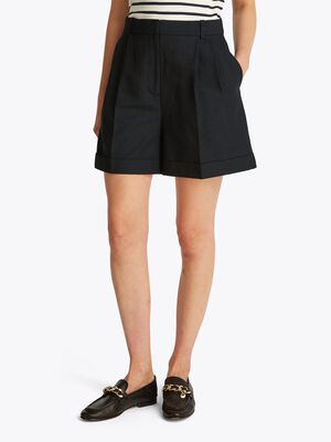 LINEN MIX PLEATED SHORT