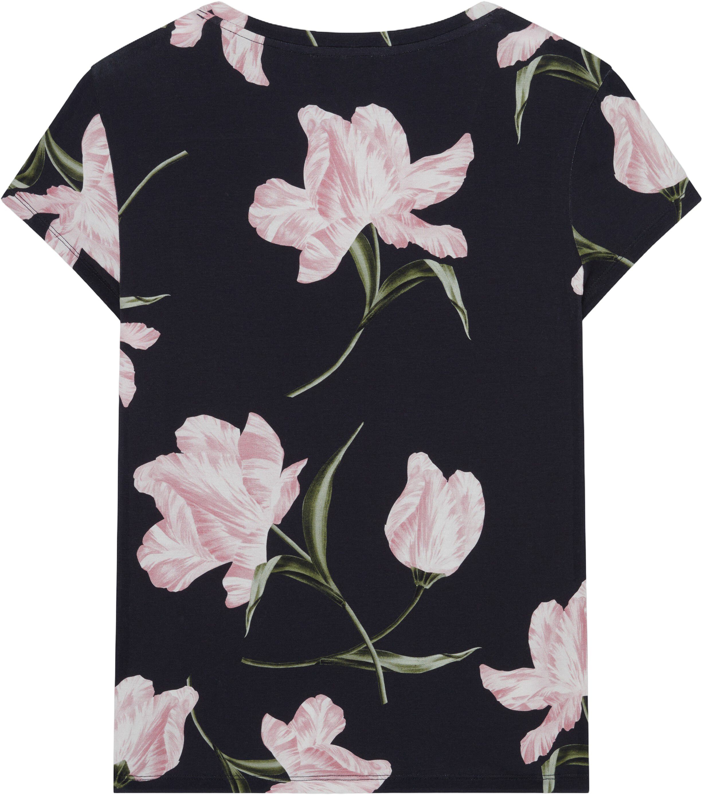VAIILEY Printed V Neck Fitted Tee