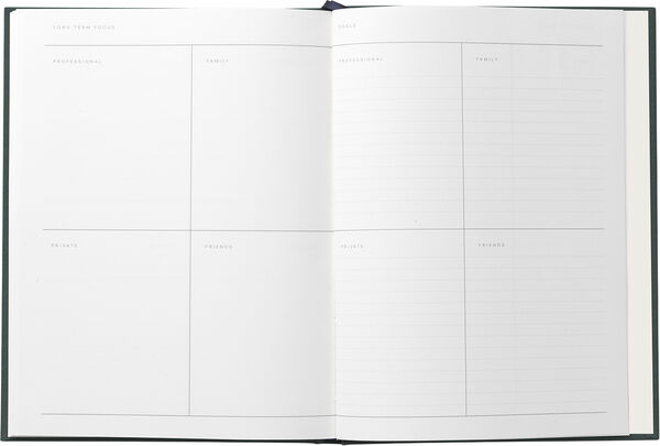 Business Notesbog med dagsplan og mødereferat, Grøn