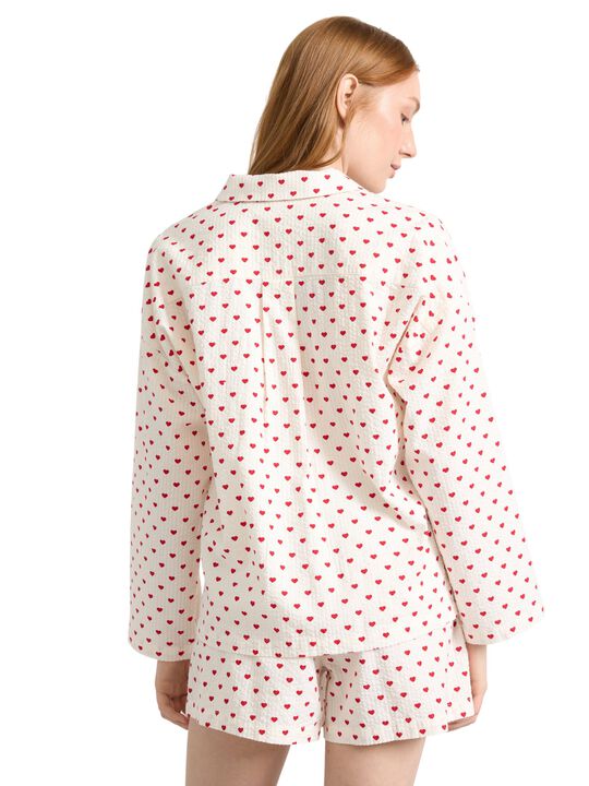 Pyjama shirt in seersucker with lon