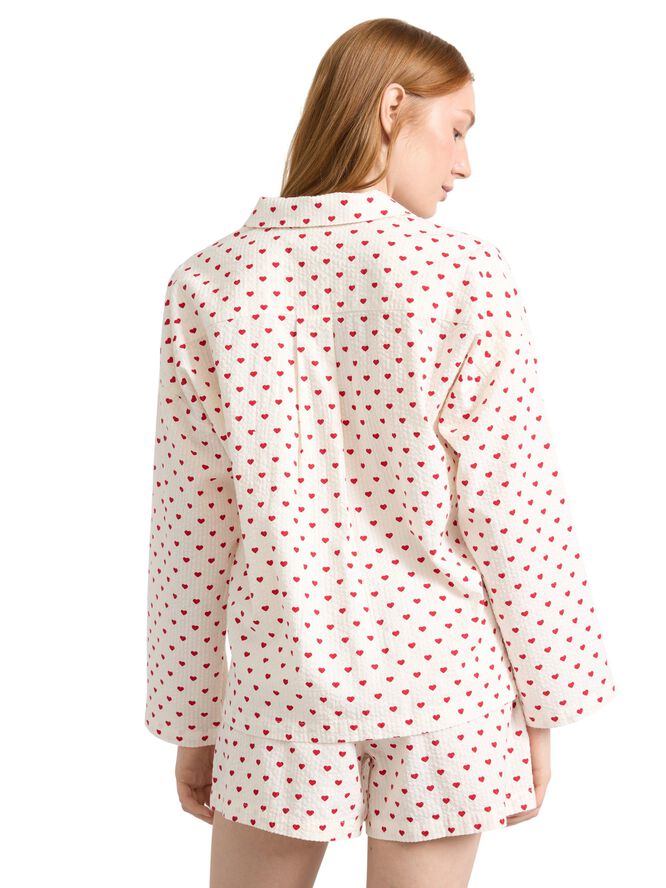 Pyjama shirt in seersucker with lon