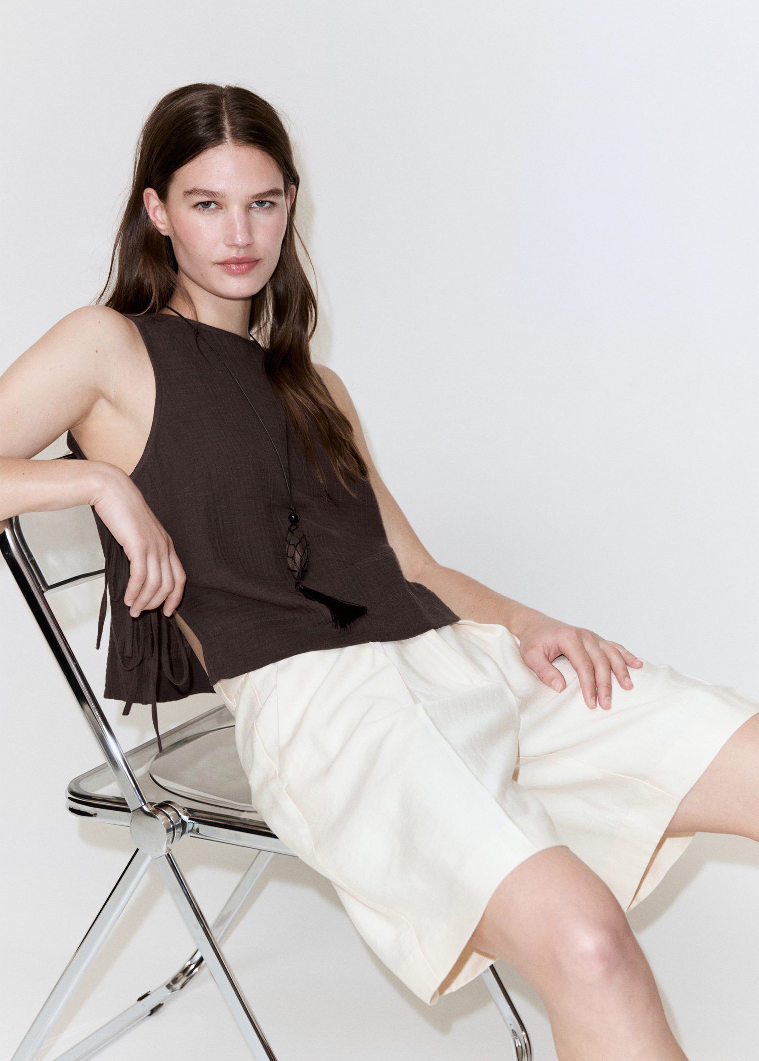 Side-tie batiste top