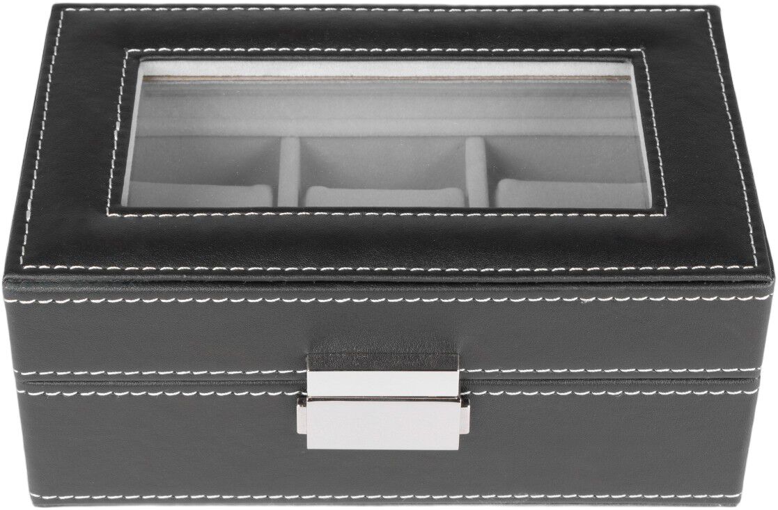 Watch Box 3 Watches Black Synthetic
