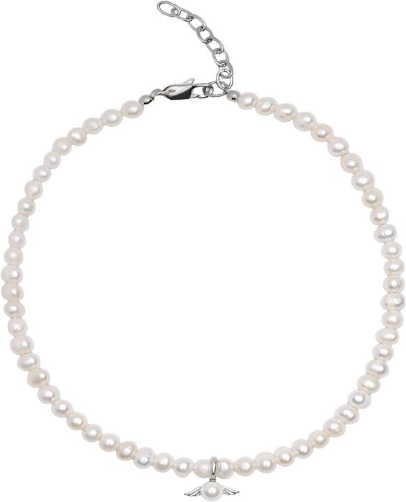 Women's Pearl Choker with Angel Wing Pendant