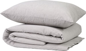 Small stripe washed percale 200x220cm brown/white