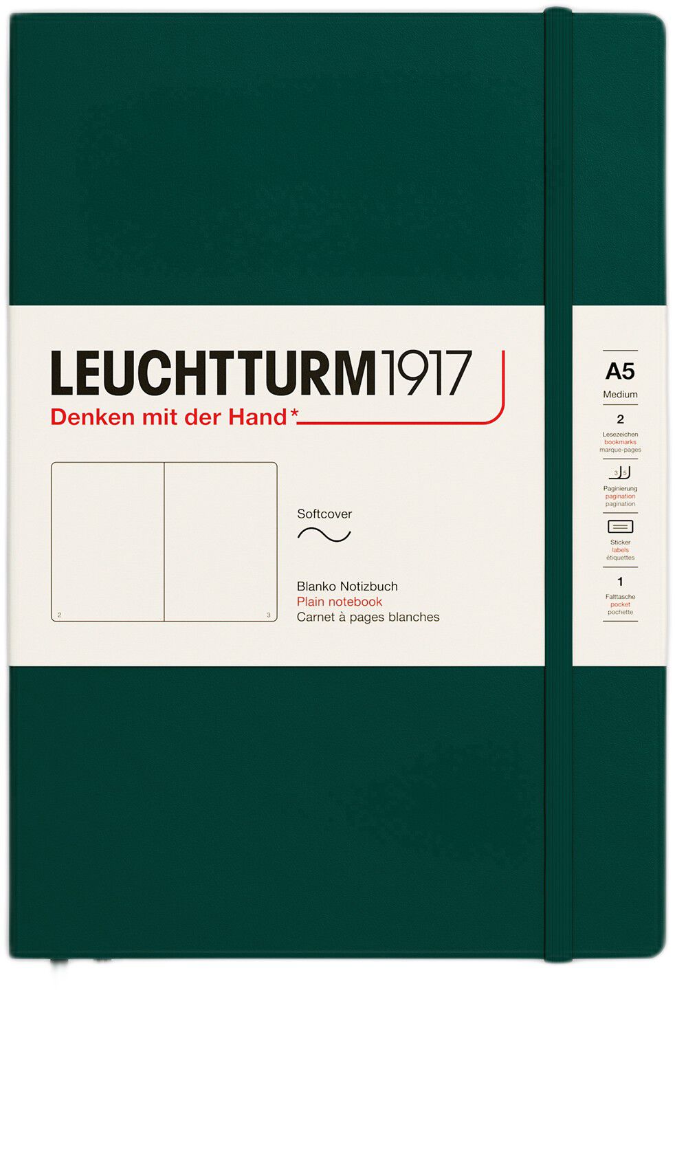 LT1917 Notesbog A5 Blank SC - Forest Green 367268