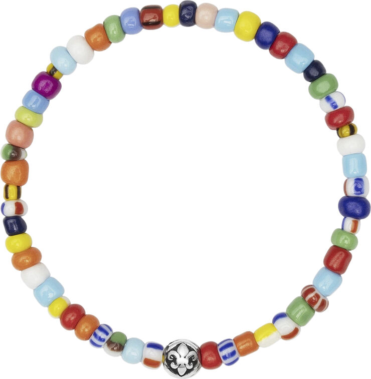 Wristband with Assorted Vintage Trifocal Beads and Stainless Steel