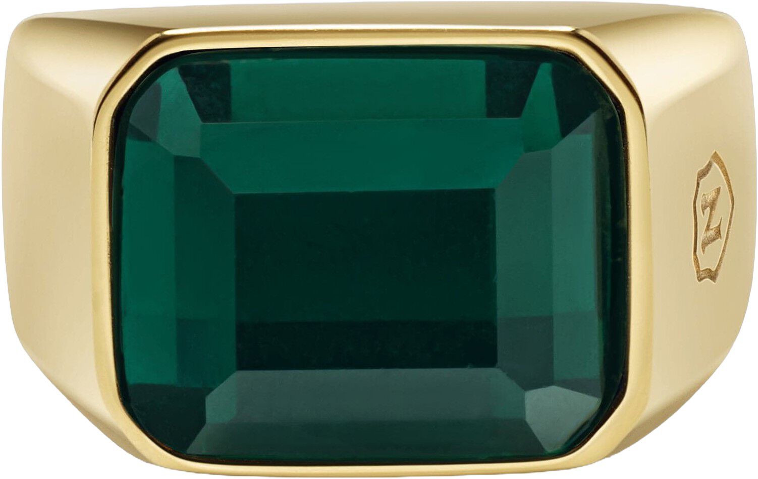 Green Zircon Signet Ring in Gold