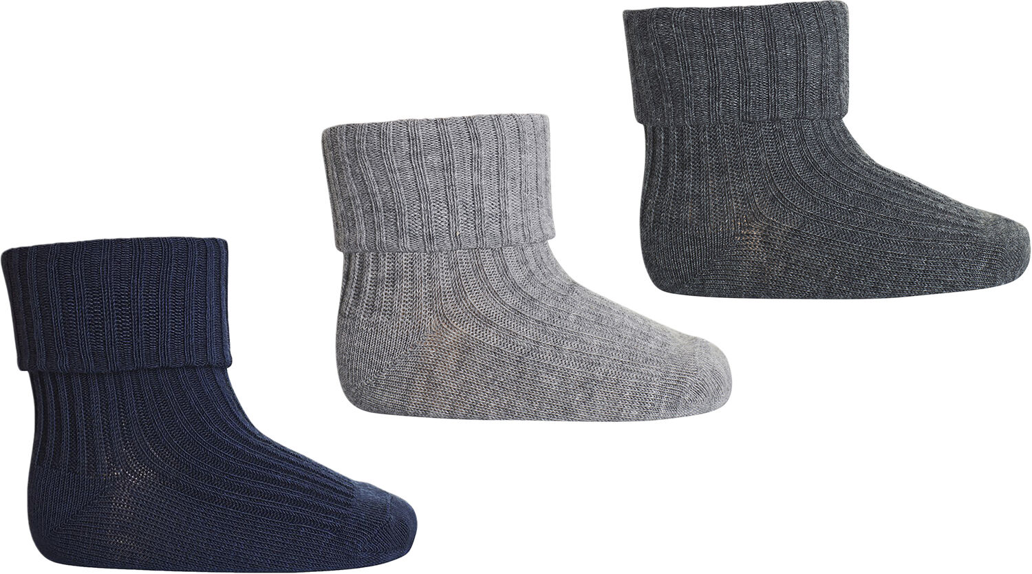 Cotton rib baby socks 3-pack