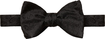 Black Paisley Silk Bow Tie  Self-Tied