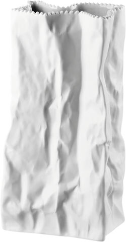 Bag vase 22cm, Weiss matt, Do not litter
