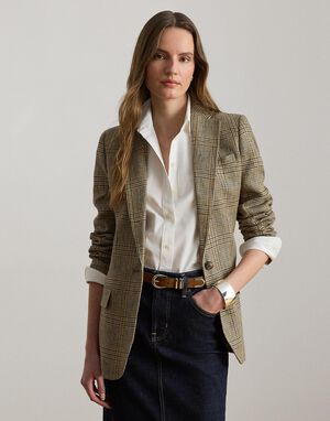Glen Plaid Linen Twill Blazer