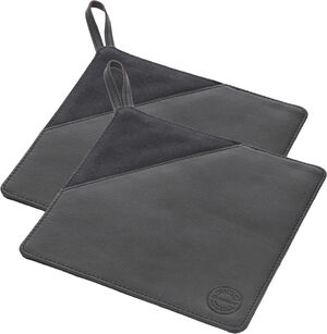 Grytlapp 20,5 x 20,5 cm 2 st Svart Kanvas/Läder