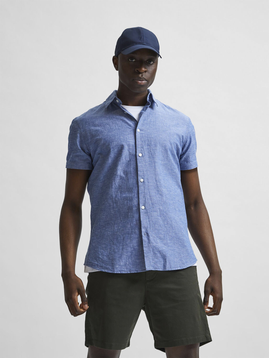 SLHSLIMNEW-LINEN SHIRT SS CLASSIC W