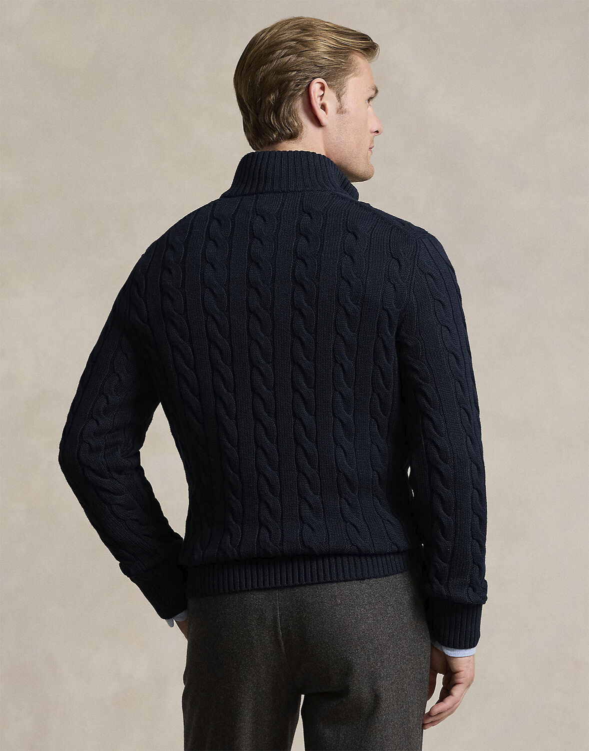 Cable-Knit Cotton Quarter-Zip Sweater