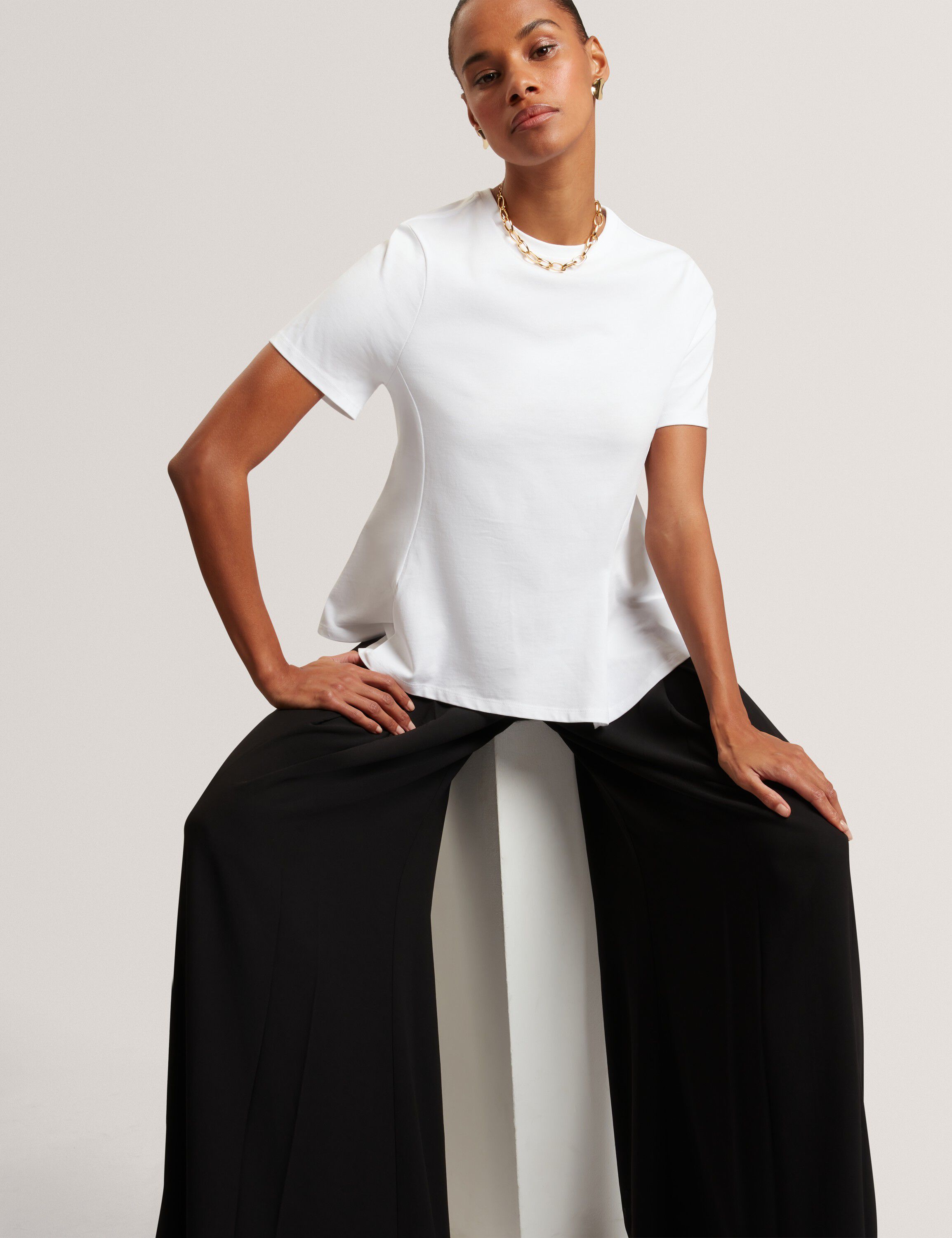 AEPI Front Pleat Wide Leg Trousers