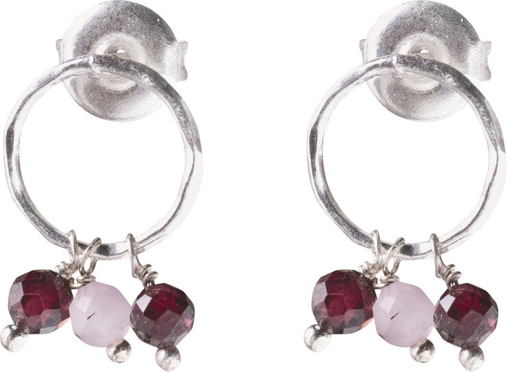 Genuine Garnet Rose Quartz Earrings SP