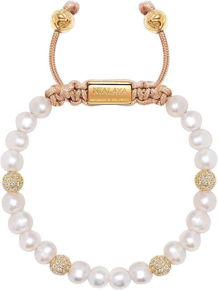 Women's Beaded Bracelet with Pearl and Gold