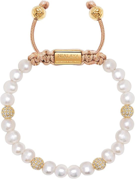 Women's Beaded Bracelet with Pearl and Gold