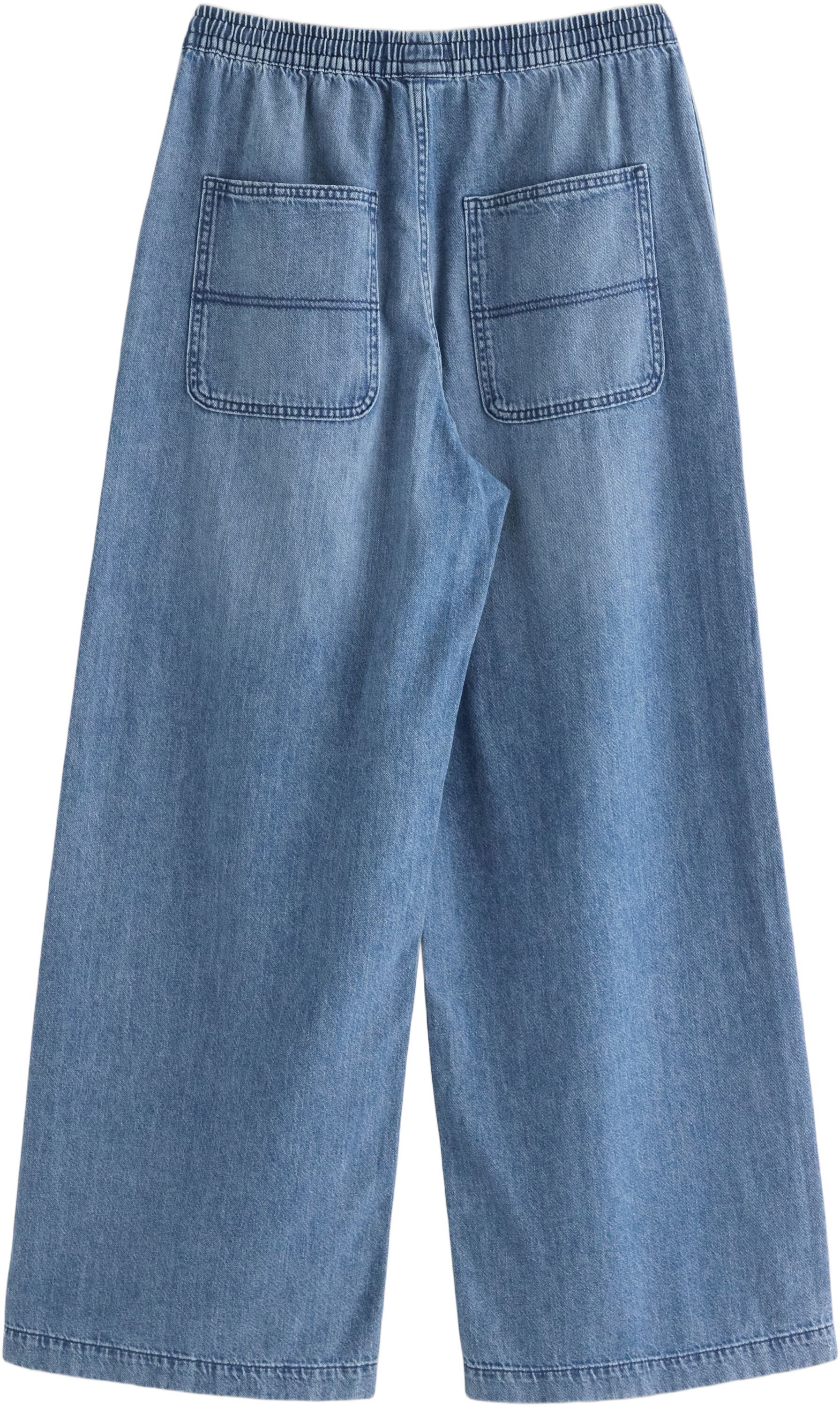 Vid denimbukse med elastisk midje o