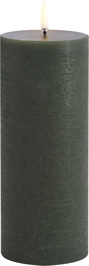 LED pillar candle, Olive green, Rustic, 7,8 x 20,3 cm (4/24)