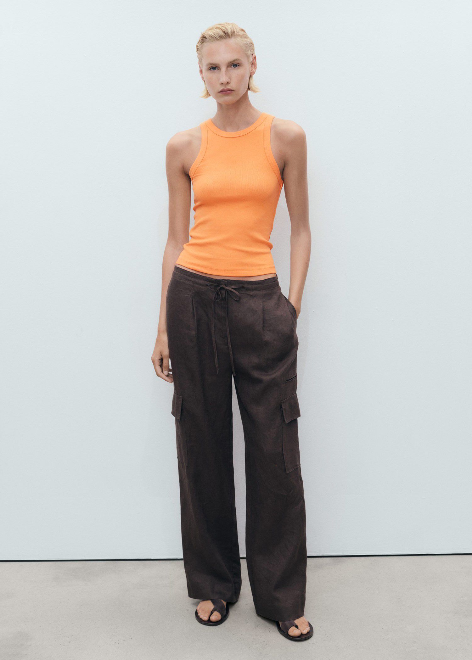 Ribbed cotton-blend top