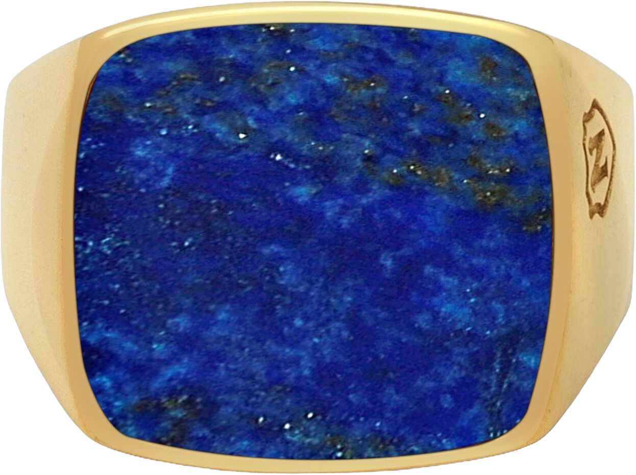 Men's Gold Signet Ring with Blue Lapis