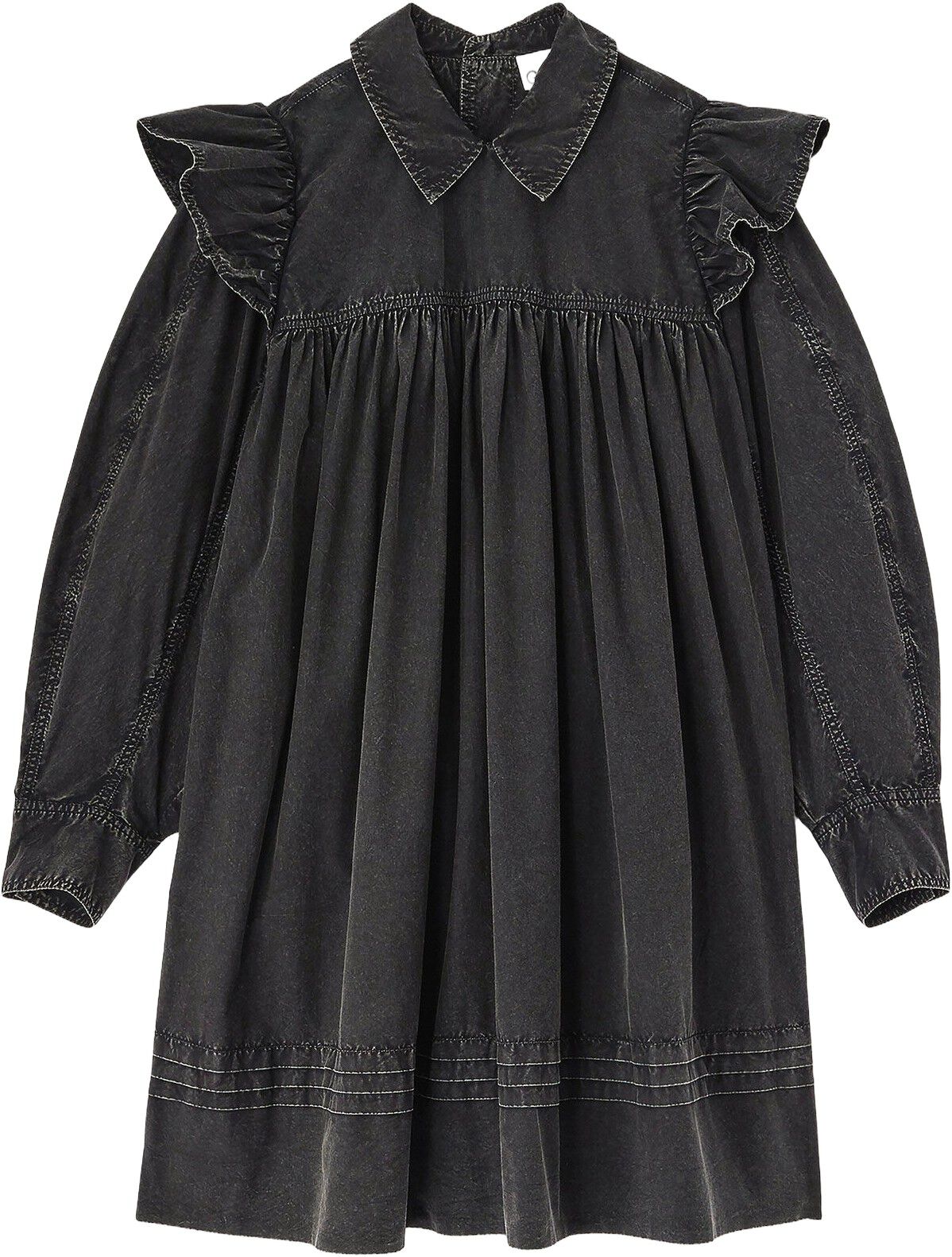 Garment Dyed Cotton Mini Frill Dres