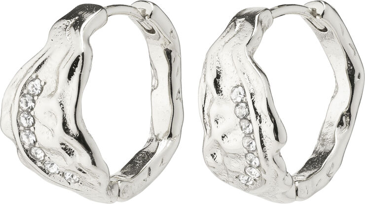 PIA organic shape crystal hoop earrings silver-plated