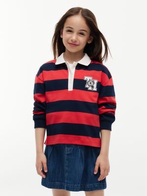 Relaxed Fit Stripe Long Sleeve Polo Shirt