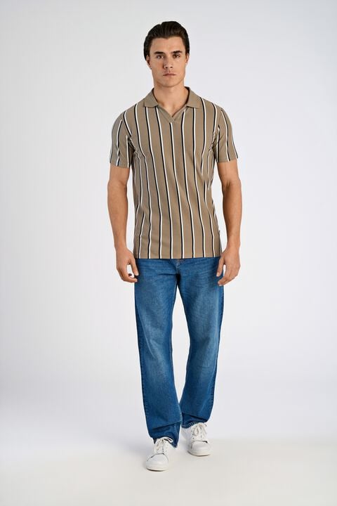 Striped piqué polo shirt S/S