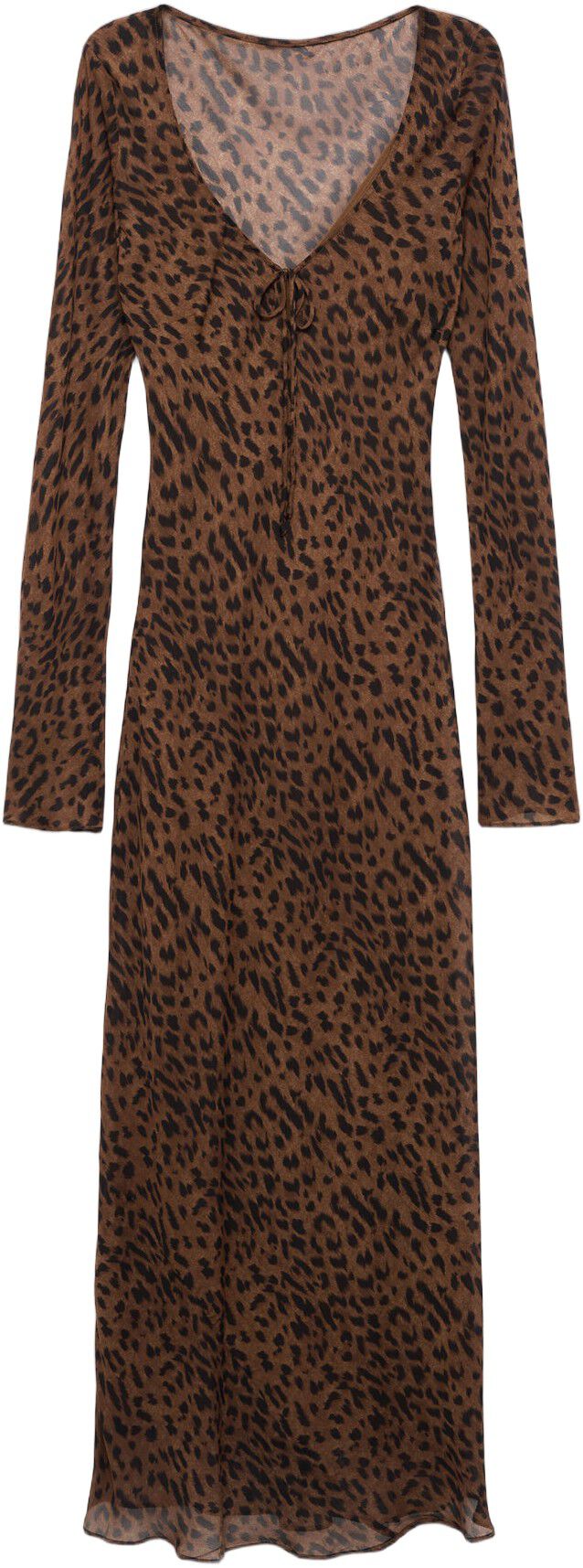 Long-sleeved leopard-print dress