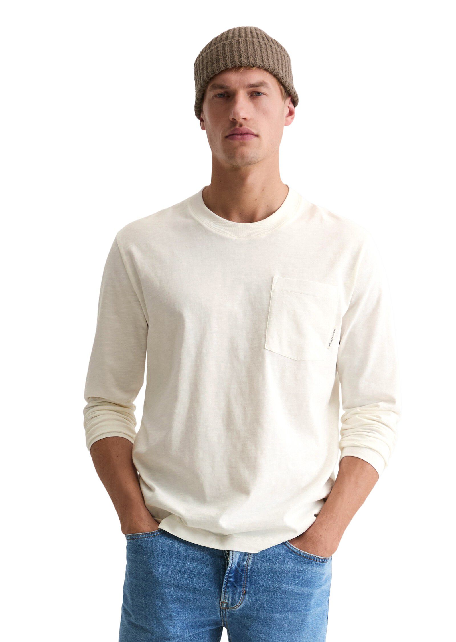 T-shirt, long sleeve, ribbed neck t
