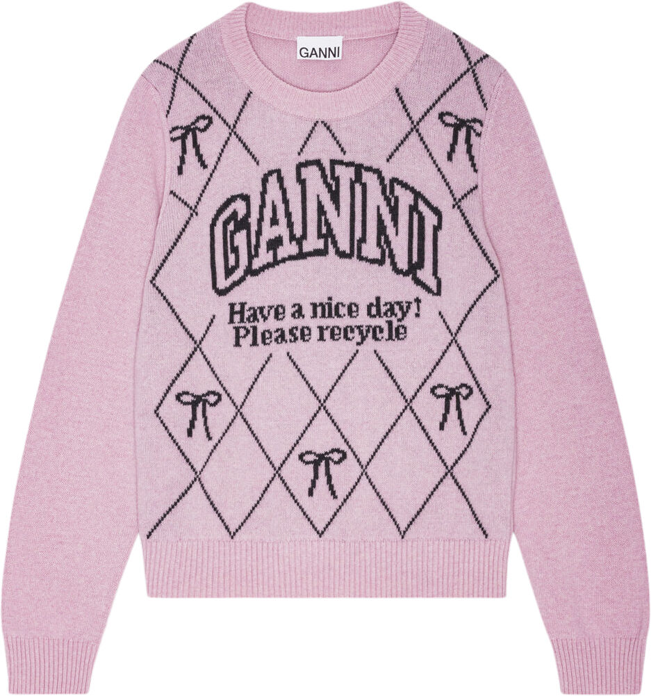 Graphic Wool Mix Bow Crewneck
