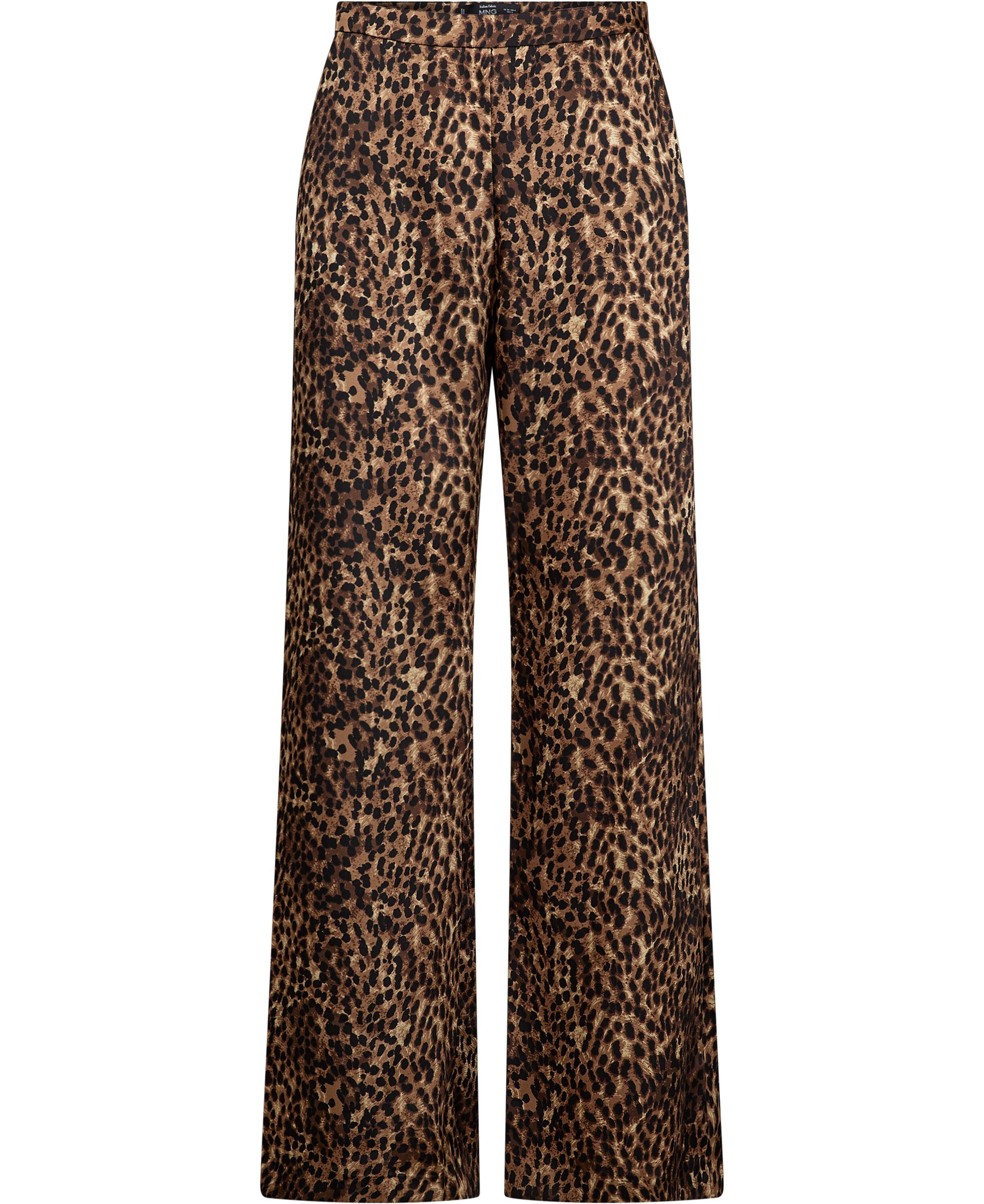Leopard-print satin trousers
